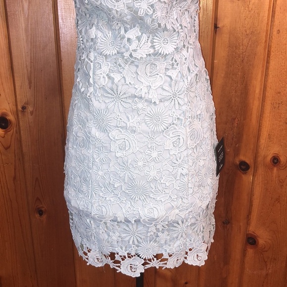 Lulus Hidden Talent Backless Light Blue Lace Dress NWT size XS mini dress - Picture 9 of 16